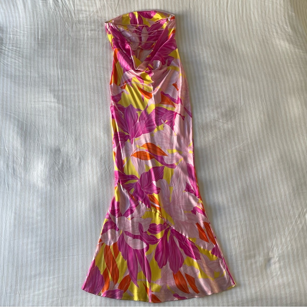 Retrofete Keaton Botanical Floral Silk Strapless Gown Maxi Dress - Picture 10 of 15